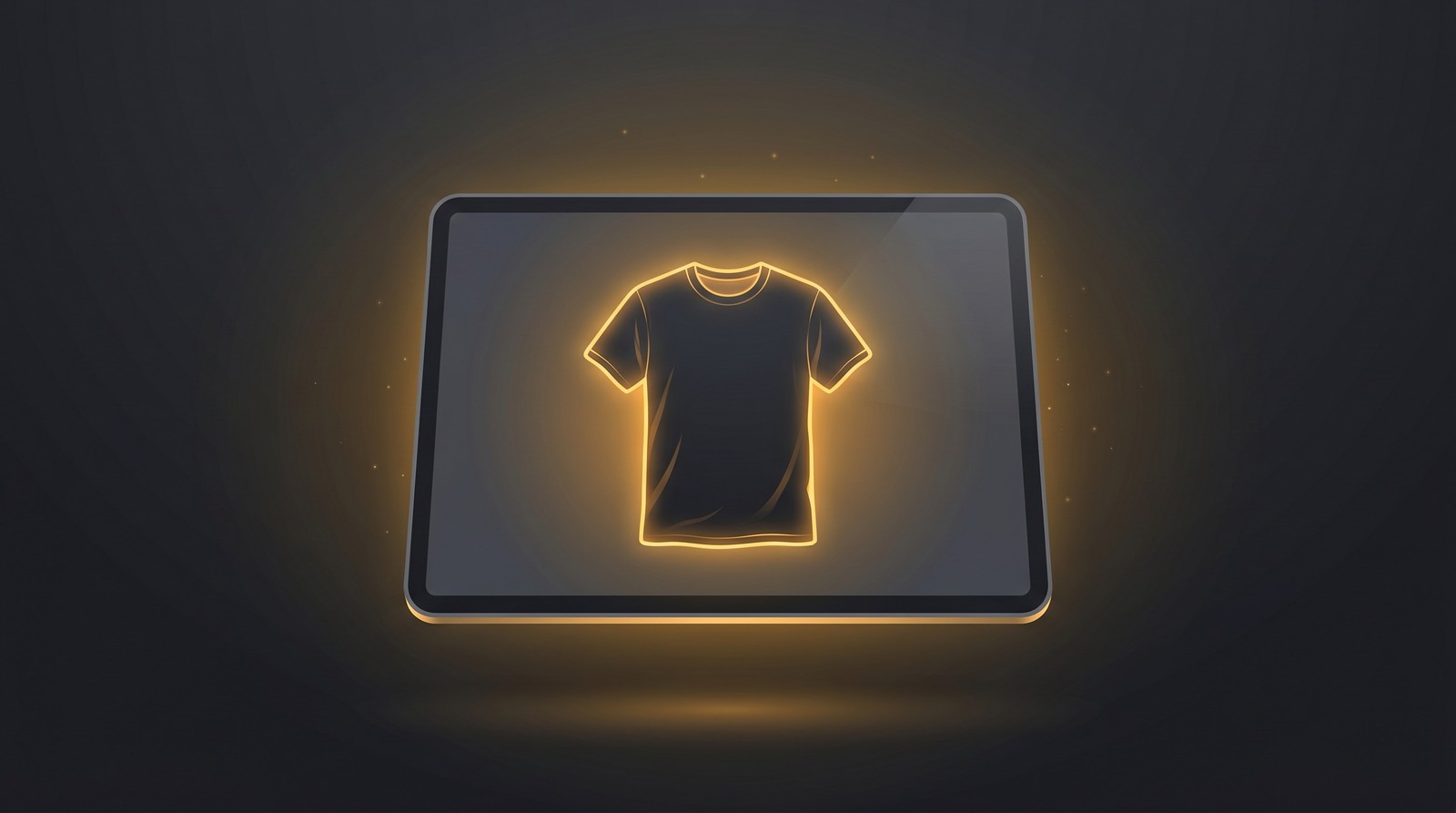AI mockup generator showing t-shirt design on floating screen