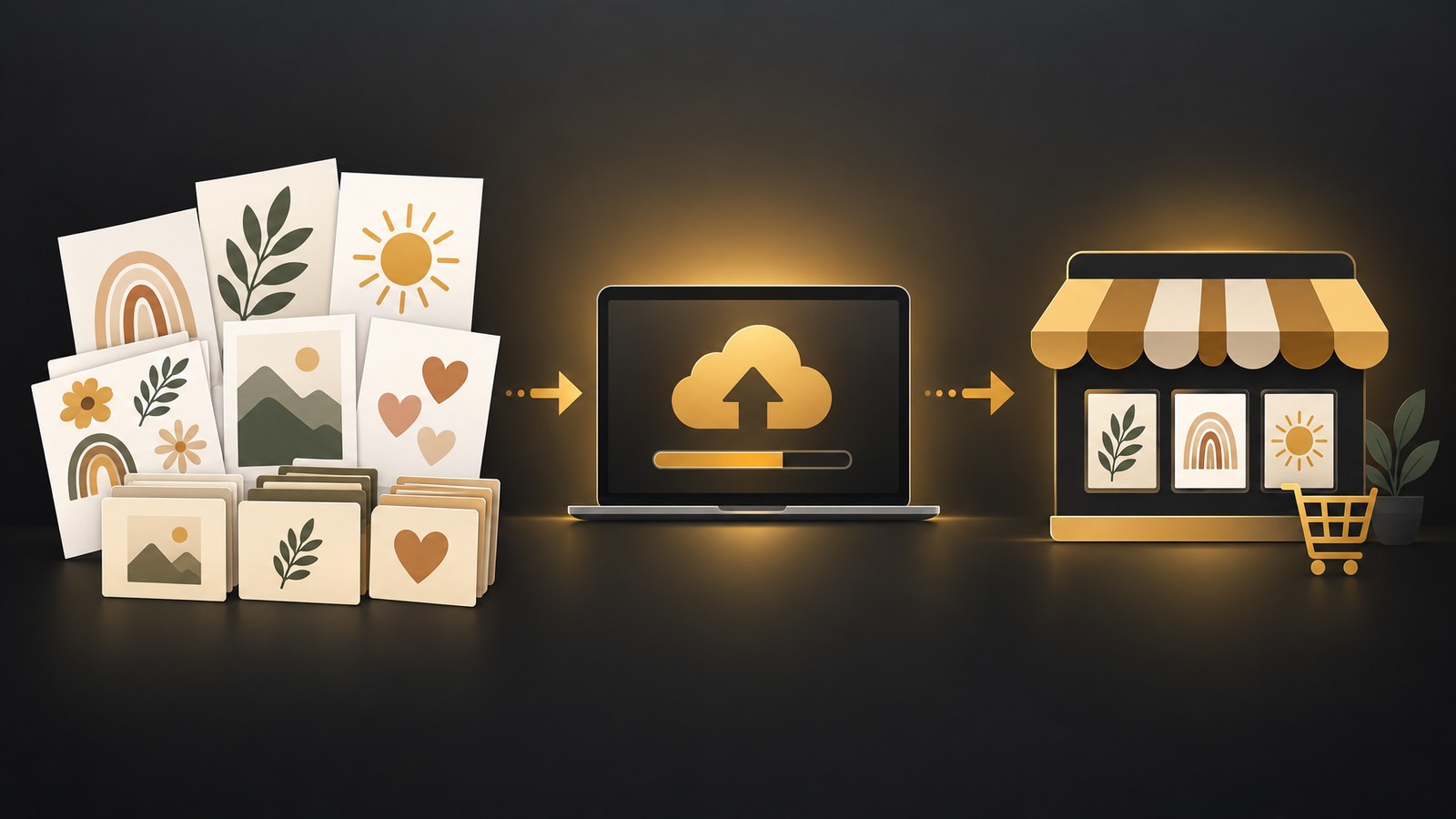 Digital downloads batch publishing workflow illustration