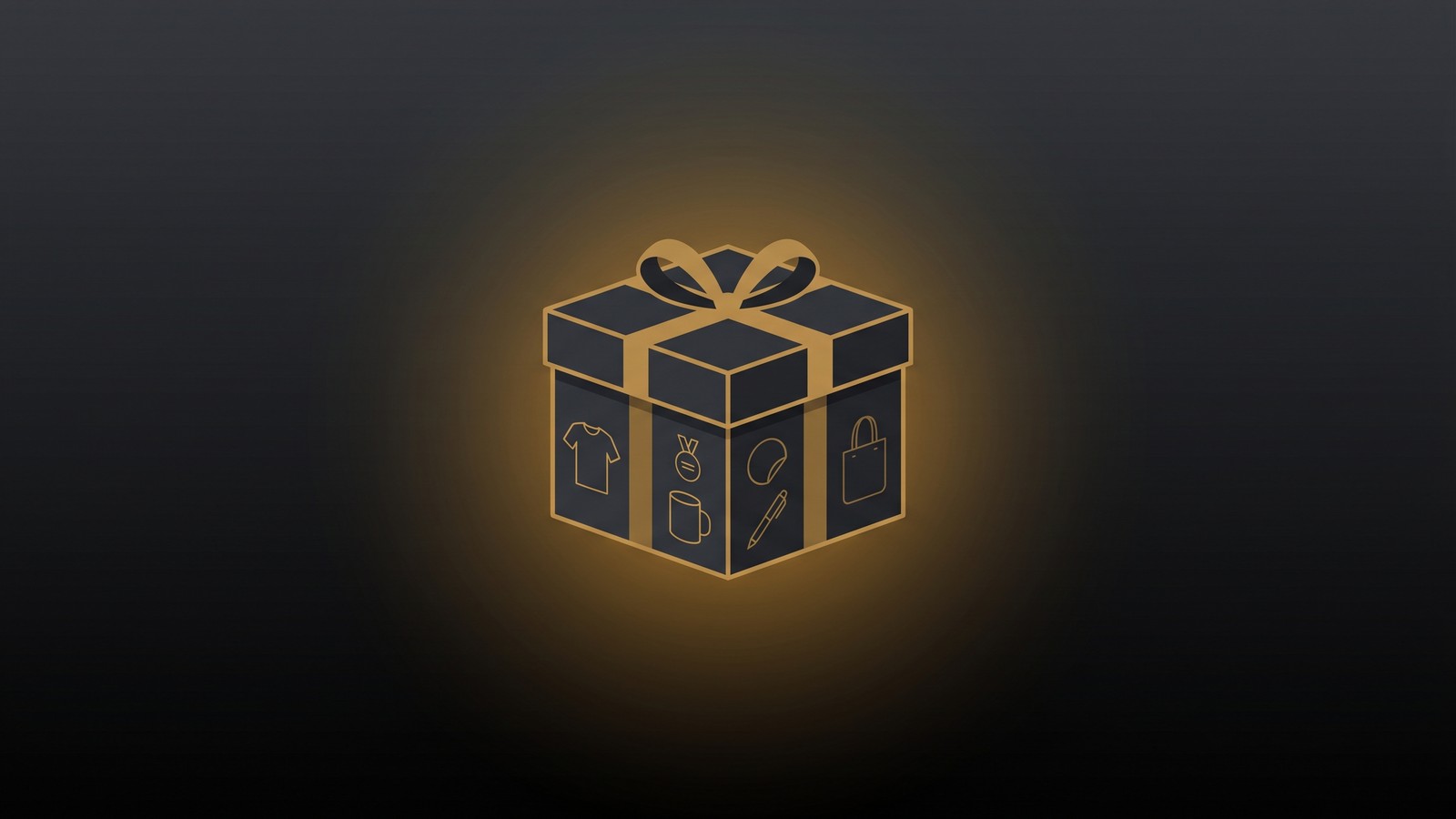Gift box containing custom branded merchandise products