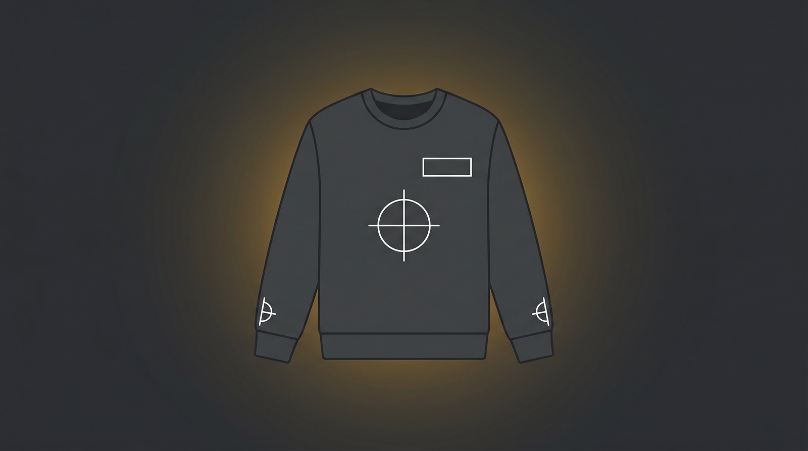 Custom sweatshirt design placement guide showing print areas