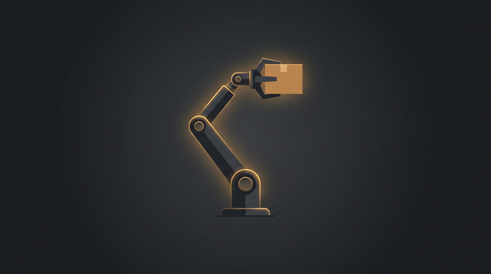 Ecommerce automation robot arm with package illustration