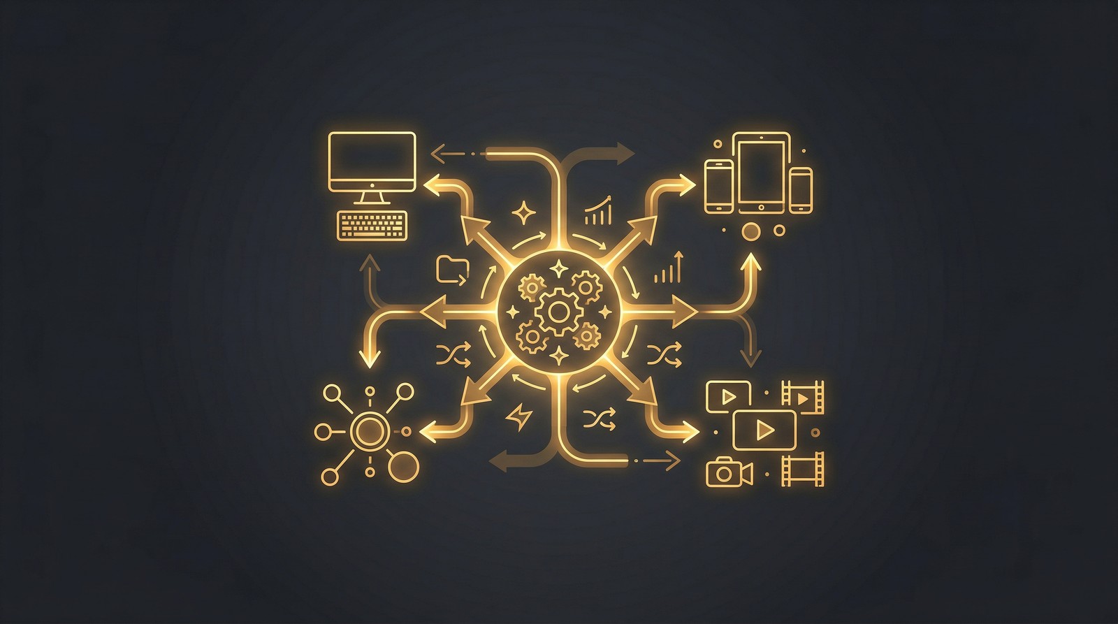 Print on demand multi-platform strategy illustration