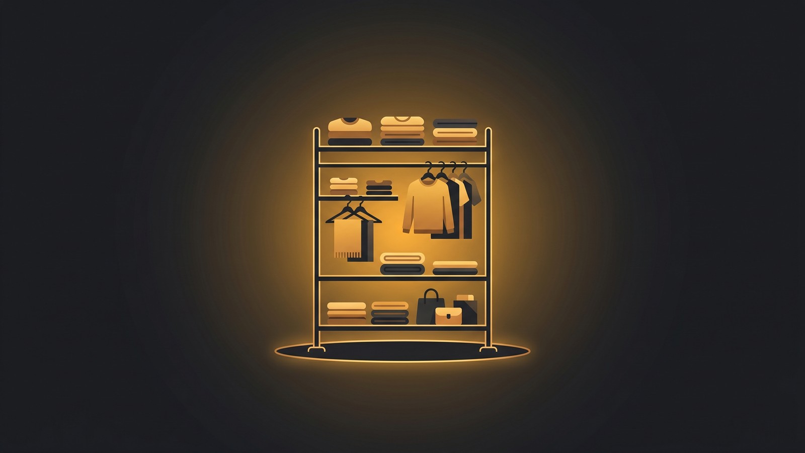 Merchandise rack with print on demand products displayed in a modern retail setting