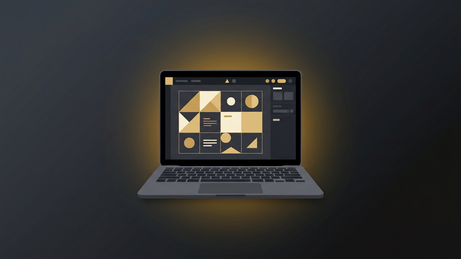 Laptop with sticker design canvas showing the creation workflow