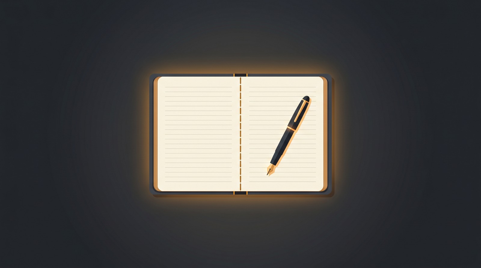 Low content book journal and pen illustration