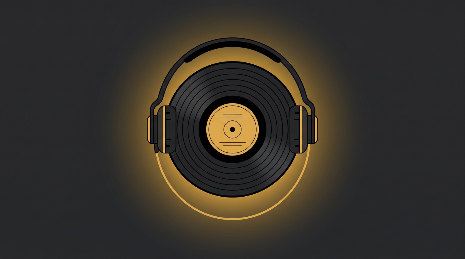 Vinyl record and headphones design illustration for music POD