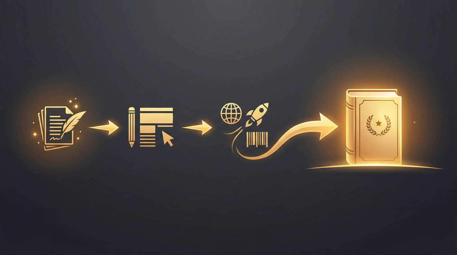 Self-publishing workflow and tools illustration