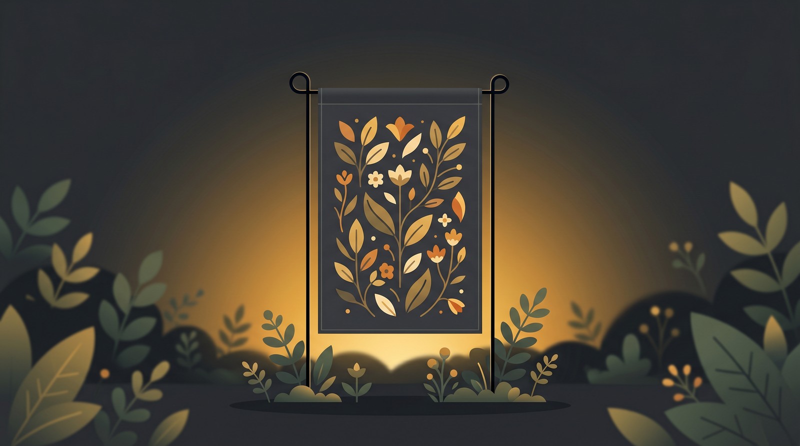 Garden flag design examples with seasonal themes