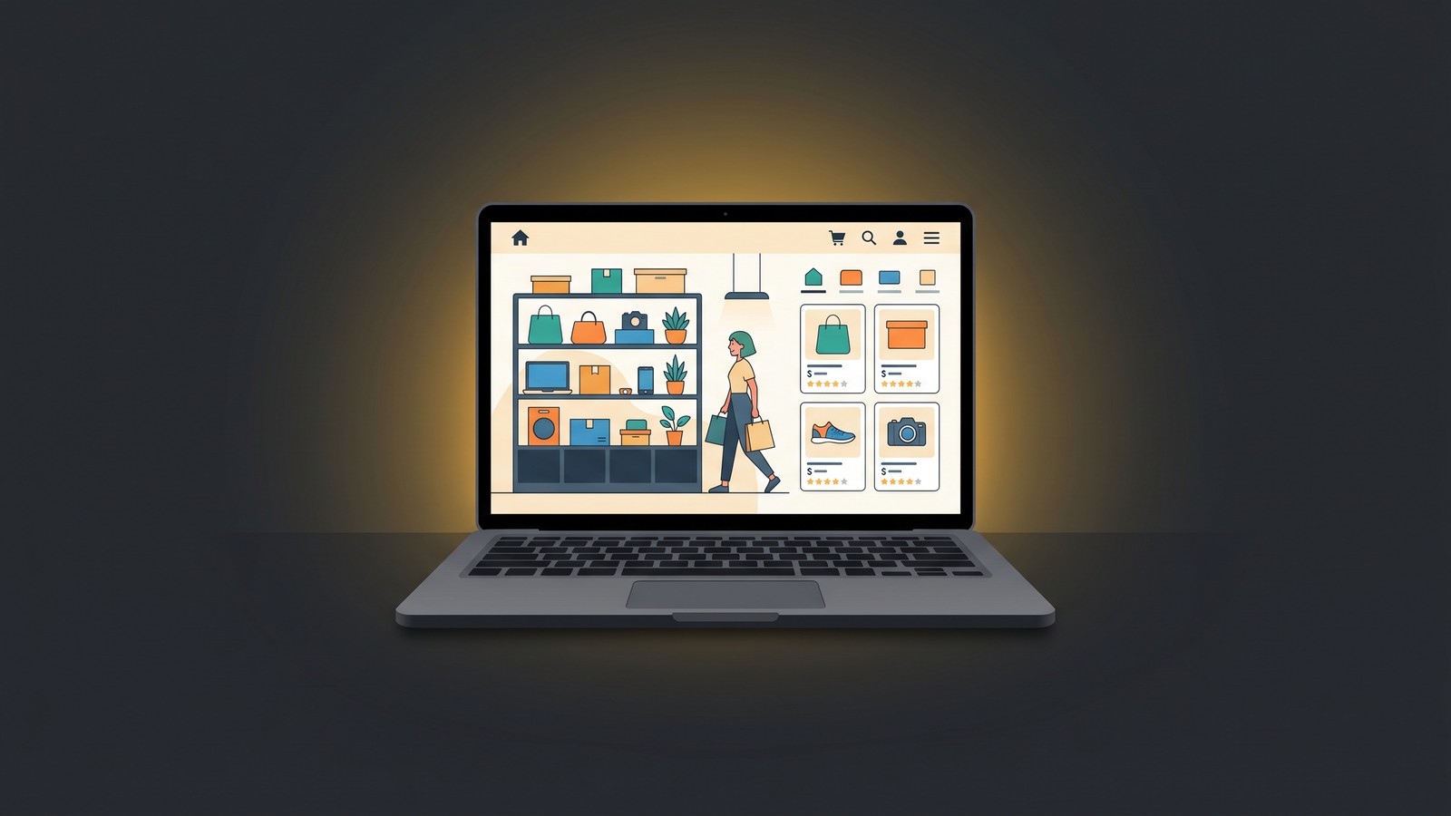 Laptop displaying an online print on demand store dashboard with analytics