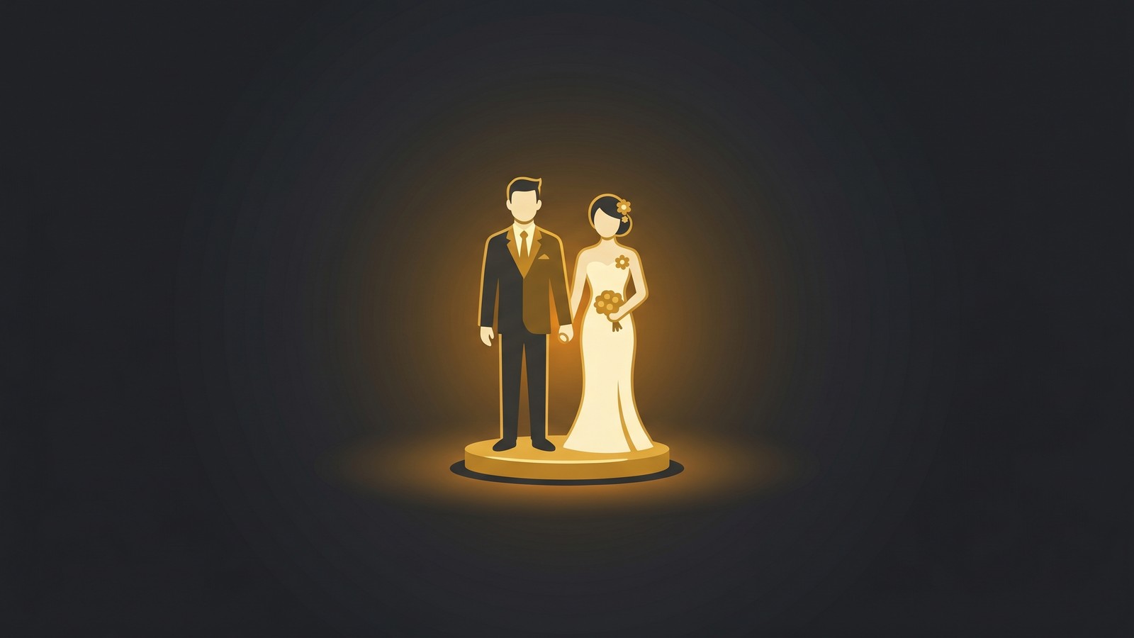 Wedding cake topper illustration representing wedding merchandise niche
